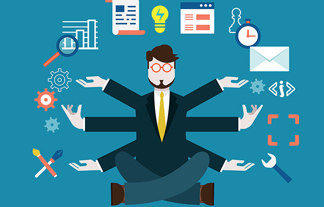 Human resources and self-development. Modern business - vector illustration